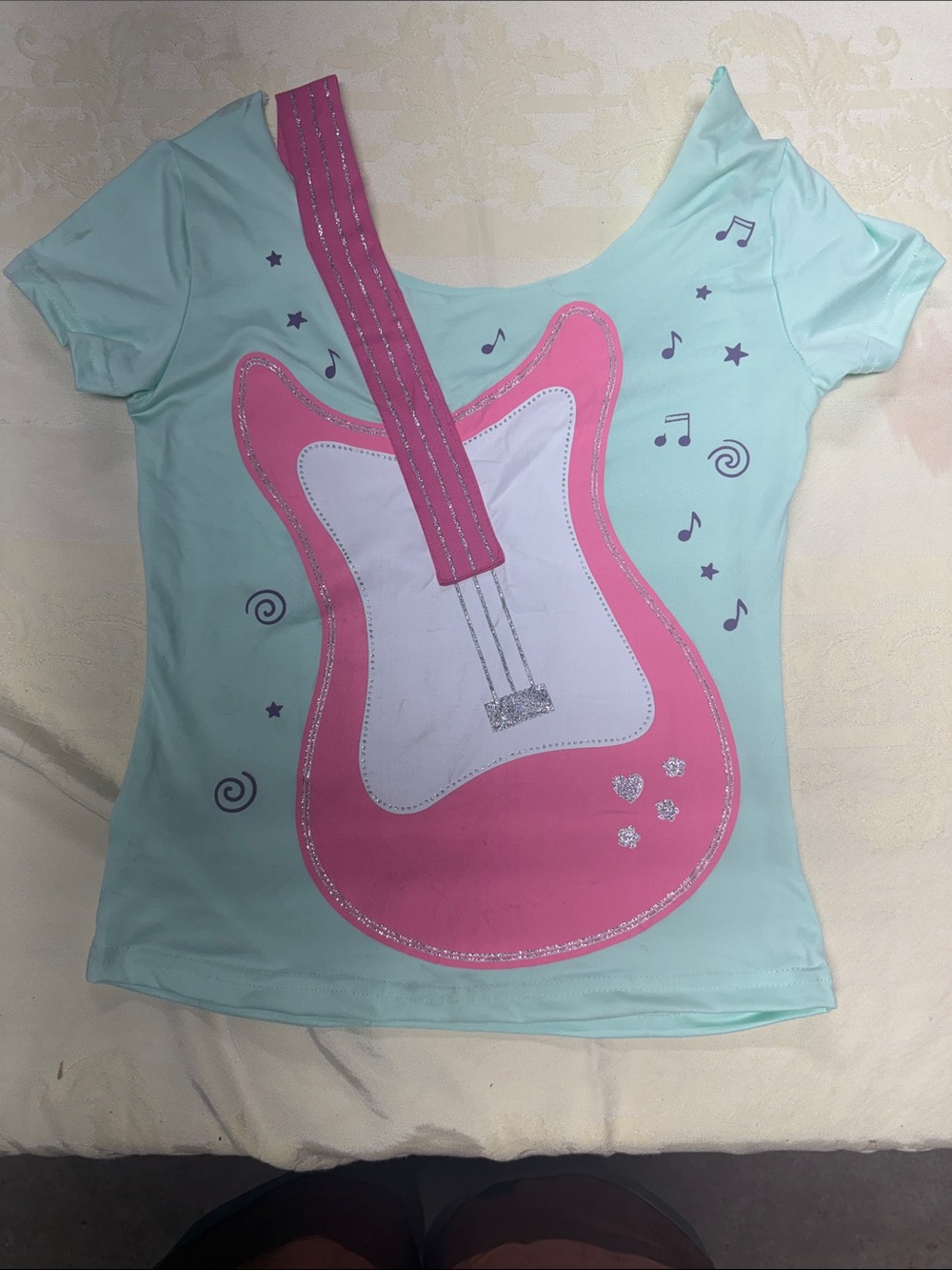 Source Unknown Mint Tee with Pink Guitar Graphic